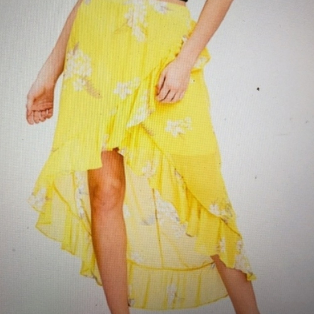 ** a•n•d e a w y Summer Floral Print Skirt Yellow